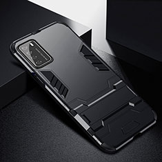 Coque Contour Silicone et Plastique Housse Etui Mat avec Support R01 pour Huawei Honor Play4 5G Noir