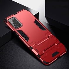 Coque Contour Silicone et Plastique Housse Etui Mat avec Support R01 pour Huawei Honor Play4 5G Rouge