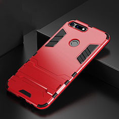 Coque Contour Silicone et Plastique Housse Etui Mat avec Support R01 pour Huawei Honor View 20 Rouge