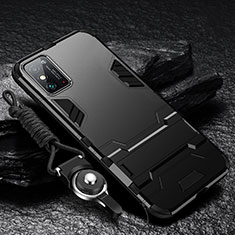 Coque Contour Silicone et Plastique Housse Etui Mat avec Support R01 pour Huawei Honor X10 Max 5G Noir