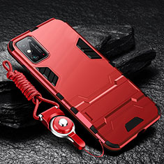 Coque Contour Silicone et Plastique Housse Etui Mat avec Support R01 pour Huawei Honor X10 Max 5G Rouge