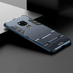 Coque Contour Silicone et Plastique Housse Etui Mat avec Support R01 pour Huawei Mate 20 X 5G Bleu