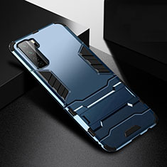 Coque Contour Silicone et Plastique Housse Etui Mat avec Support R01 pour Huawei Nova 7 SE 5G Bleu