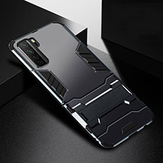 Coque Contour Silicone et Plastique Housse Etui Mat avec Support R01 pour Huawei Nova 7 SE 5G Noir