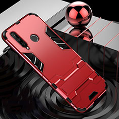 Coque Contour Silicone et Plastique Housse Etui Mat avec Support R01 pour Huawei P30 Lite New Edition Rouge