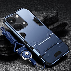 Coque Contour Silicone et Plastique Housse Etui Mat avec Support R01 pour OnePlus Ace 2V 5G Bleu