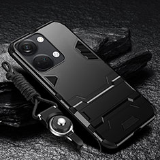 Coque Contour Silicone et Plastique Housse Etui Mat avec Support R01 pour OnePlus Nord 3 5G Noir