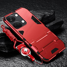 Coque Contour Silicone et Plastique Housse Etui Mat avec Support R01 pour OnePlus Nord 3 5G Rouge