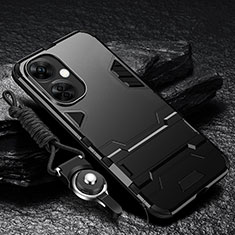 Coque Contour Silicone et Plastique Housse Etui Mat avec Support R01 pour OnePlus Nord CE 3 5G Noir