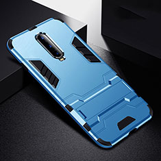 Coque Contour Silicone et Plastique Housse Etui Mat avec Support R01 pour Oppo RX17 Pro Bleu Ciel