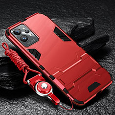 Coque Contour Silicone et Plastique Housse Etui Mat avec Support R01 pour Realme GT2 Pro 5G Rouge
