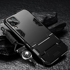 Coque Contour Silicone et Plastique Housse Etui Mat avec Support R01 pour Samsung Galaxy A42 5G Noir