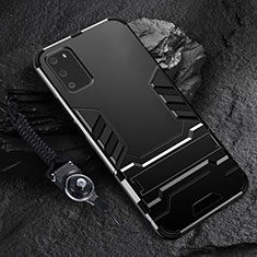 Coque Contour Silicone et Plastique Housse Etui Mat avec Support R01 pour Samsung Galaxy S20 Noir