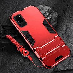 Coque Contour Silicone et Plastique Housse Etui Mat avec Support R01 pour Samsung Galaxy S20 Ultra Rouge