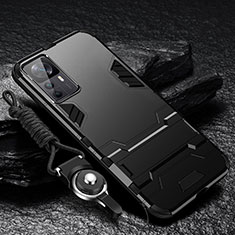 Coque Contour Silicone et Plastique Housse Etui Mat avec Support R01 pour Xiaomi Mi 12T 5G Noir
