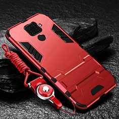 Coque Contour Silicone et Plastique Housse Etui Mat avec Support R01 pour Xiaomi Redmi 10X 4G Rouge