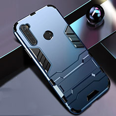 Coque Contour Silicone et Plastique Housse Etui Mat avec Support R01 pour Xiaomi Redmi Note 8 (2021) Bleu