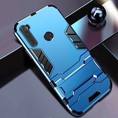 Coque Contour Silicone et Plastique Housse Etui Mat avec Support R01 pour Xiaomi Redmi Note 8 Bleu Ciel