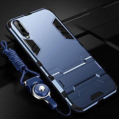 Coque Contour Silicone et Plastique Housse Etui Mat avec Support R02 pour Samsung Galaxy A70 Bleu