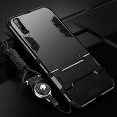 Coque Contour Silicone et Plastique Housse Etui Mat avec Support R02 pour Samsung Galaxy A90 5G Noir