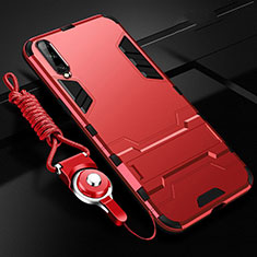 Coque Contour Silicone et Plastique Housse Etui Mat avec Support R02 pour Samsung Galaxy A90 5G Rouge