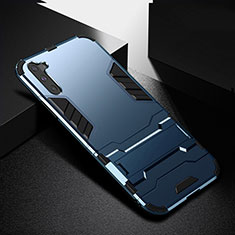 Coque Contour Silicone et Plastique Housse Etui Mat avec Support R02 pour Samsung Galaxy Note 10 5G Bleu