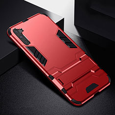 Coque Contour Silicone et Plastique Housse Etui Mat avec Support R02 pour Samsung Galaxy Note 10 5G Rouge