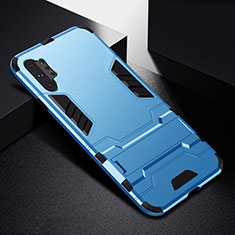 Coque Contour Silicone et Plastique Housse Etui Mat avec Support R02 pour Samsung Galaxy Note 10 Plus 5G Bleu Ciel