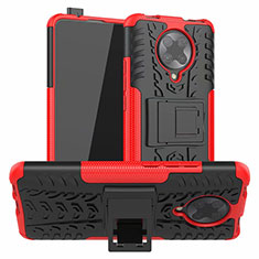 Coque Contour Silicone et Plastique Housse Etui Mat avec Support R02 pour Xiaomi Redmi K30 Pro 5G Rouge
