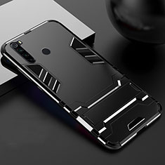 Coque Contour Silicone et Plastique Housse Etui Mat avec Support R02 pour Xiaomi Redmi Note 8 (2021) Noir