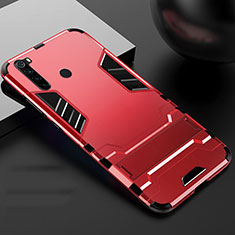 Coque Contour Silicone et Plastique Housse Etui Mat avec Support R02 pour Xiaomi Redmi Note 8 (2021) Rouge