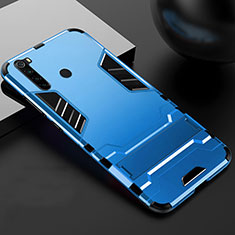 Coque Contour Silicone et Plastique Housse Etui Mat avec Support R02 pour Xiaomi Redmi Note 8 Bleu Ciel