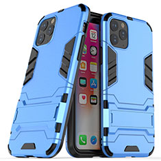 Coque Contour Silicone et Plastique Housse Etui Mat avec Support R03 pour Apple iPhone 11 Pro Bleu Ciel