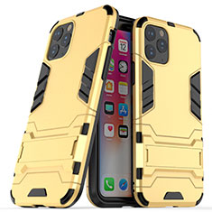 Coque Contour Silicone et Plastique Housse Etui Mat avec Support R03 pour Apple iPhone 11 Pro Max Or