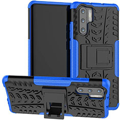 Coque Contour Silicone et Plastique Housse Etui Mat avec Support R03 pour Huawei P30 Pro Bleu