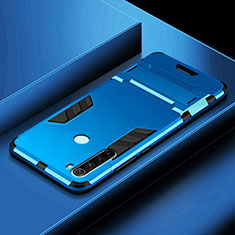 Coque Contour Silicone et Plastique Housse Etui Mat avec Support R03 pour Xiaomi Redmi Note 8 Bleu Ciel