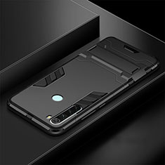 Coque Contour Silicone et Plastique Housse Etui Mat avec Support R03 pour Xiaomi Redmi Note 8 Noir