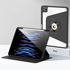 Coque Contour Silicone et Plastique Housse Etui Mat avec Support S01 pour Apple iPad Pro 12.9 (2020) Noir
