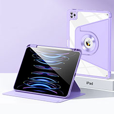 Coque Contour Silicone et Plastique Housse Etui Mat avec Support S01 pour Apple iPad Pro 12.9 (2020) Violet