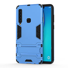 Coque Contour Silicone et Plastique Housse Etui Mat avec Support T01 pour Samsung Galaxy A9 (2018) A920 Bleu Ciel