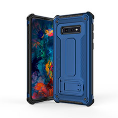 Coque Contour Silicone et Plastique Housse Etui Mat avec Support T01 pour Samsung Galaxy S10e Bleu et Noir