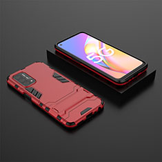 Coque Contour Silicone et Plastique Housse Etui Mat avec Support T02 pour OnePlus Nord N200 5G Rouge