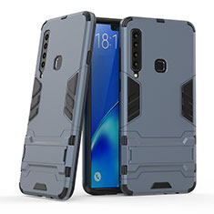 Coque Contour Silicone et Plastique Housse Etui Mat avec Support T03 pour Samsung Galaxy A9 (2018) A920 Bleu