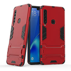 Coque Contour Silicone et Plastique Housse Etui Mat avec Support T03 pour Samsung Galaxy A9 (2018) A920 Rouge