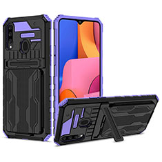 Coque Contour Silicone et Plastique Housse Etui Mat avec Support YF1 pour Samsung Galaxy A20s Violet
