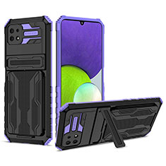 Coque Contour Silicone et Plastique Housse Etui Mat avec Support YF1 pour Samsung Galaxy A22 5G Violet