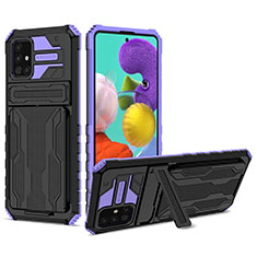 Coque Contour Silicone et Plastique Housse Etui Mat avec Support YF1 pour Samsung Galaxy A31 Violet