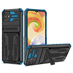 Coque Contour Silicone et Plastique Housse Etui Mat avec Support YF1 pour Samsung Galaxy F14 5G Bleu