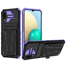 Coque Contour Silicone et Plastique Housse Etui Mat avec Support YF1 pour Samsung Galaxy M02 Violet