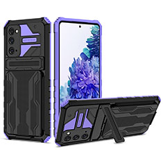 Coque Contour Silicone et Plastique Housse Etui Mat avec Support YF1 pour Samsung Galaxy S20 FE 5G Violet